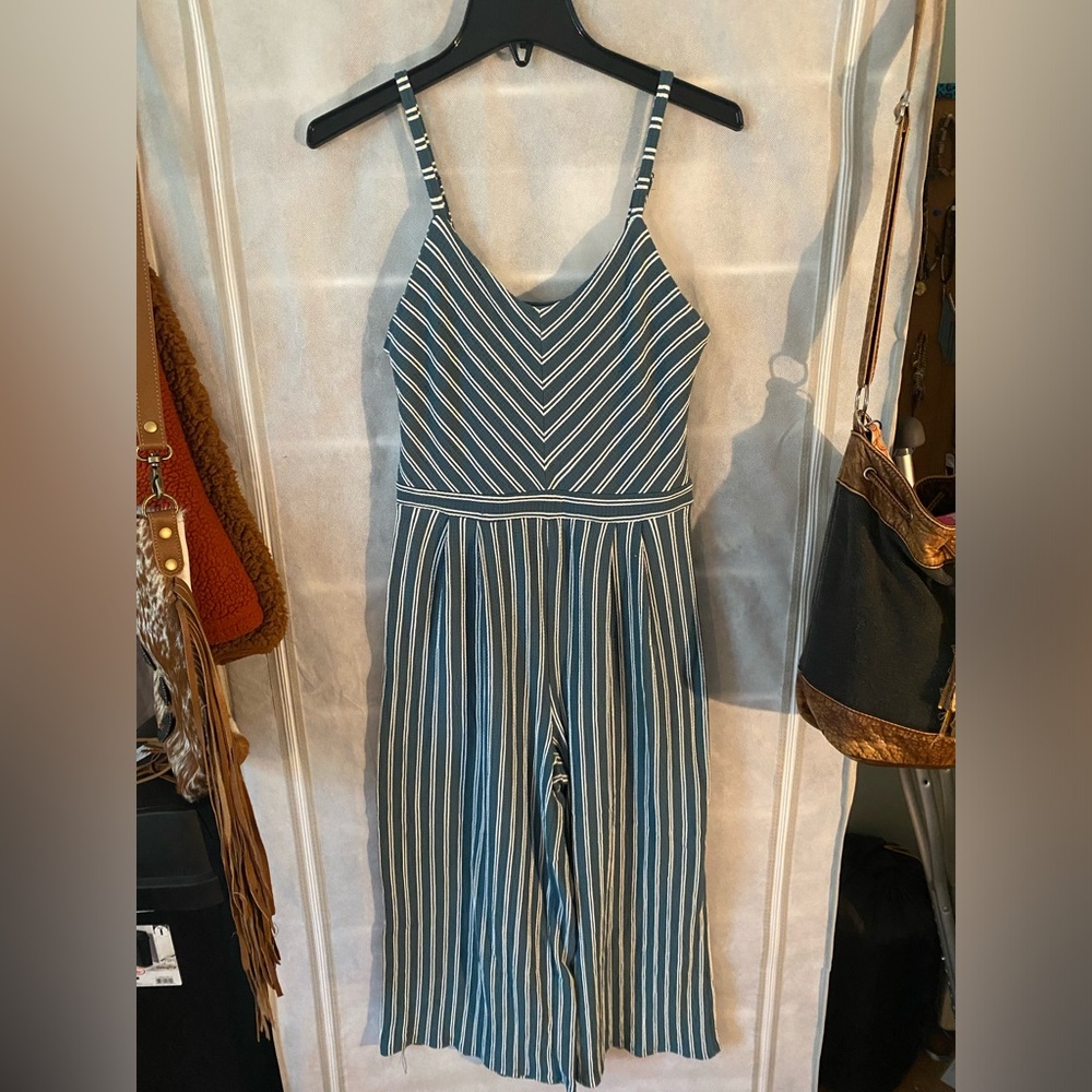Teal Stripe Jumpsuit